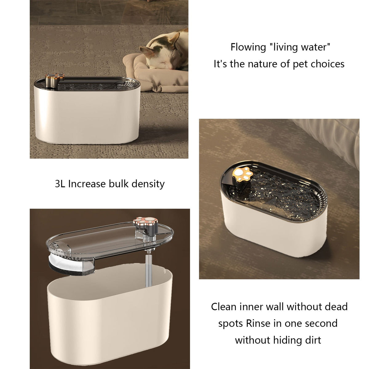 Cats Water Fountains, 3L Automatic Pet Dispenser, Automatic Cats Water Fountains Dog Water Dispenser, Whispers Quiet Cats Fountains Pet Water Fountains, Dog Water Dispenser with LED Light B
