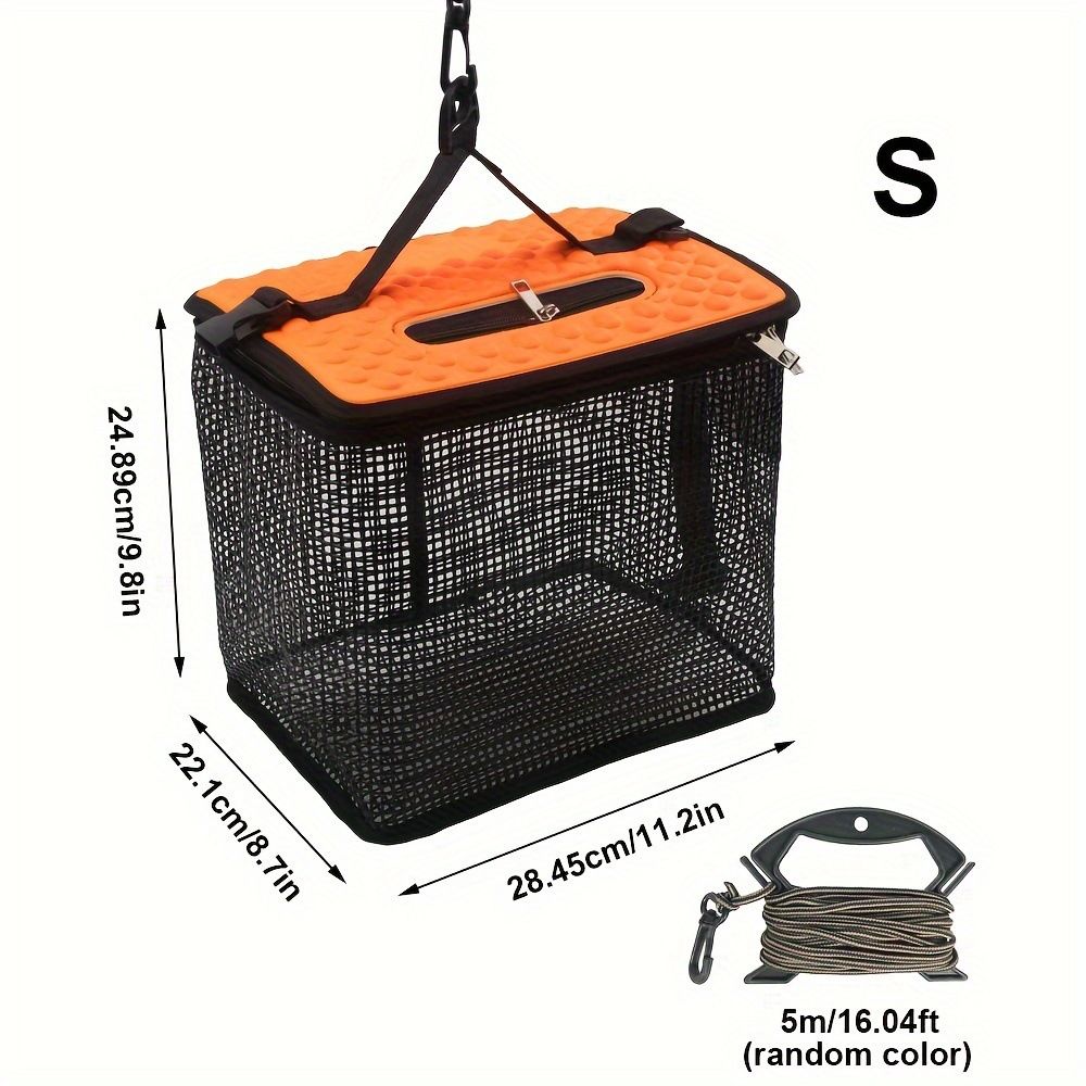 Floating Fish Basket for Live Caught, Foldable Fishing Holder Bucket Portable Collapsible Fishing Net Storage Cage for Live Fish Bait Live Well(small)