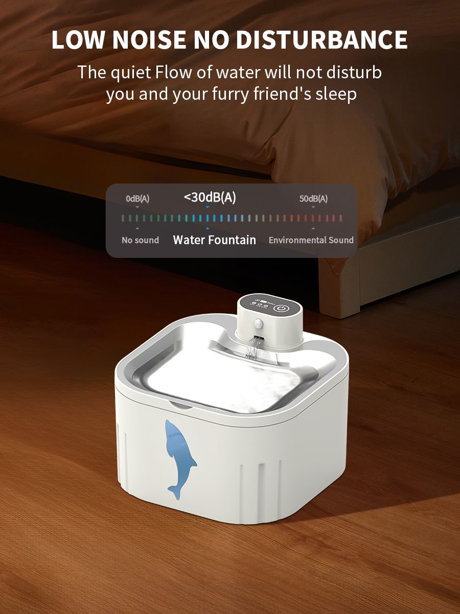U7 Cat Water Fountain Waterer 3L/101oz, Wireless & USB Rechargeable Pet Water Fountain with 304 Stainless Steel Lid, Smart Infrared Motion Sensor Automatic Pet Water Dispenser, Ultra Quiet Pump, Detachable Easy Clean, 4 Filters Included