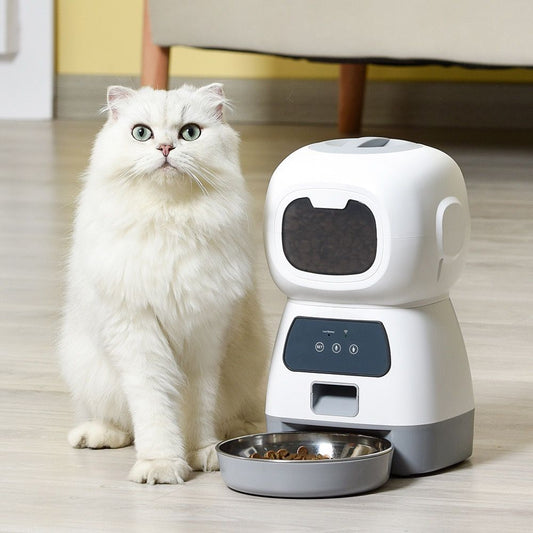 Smart Pet Automatic Feeder with 3.5L Capacity, Timed Portion Control, WiFi Remote Control, Voice Call Feature, Dual Power Supply for Cats and Small Dogs, Ideal for Indoor Use While You Are Away (B(WiFi ))