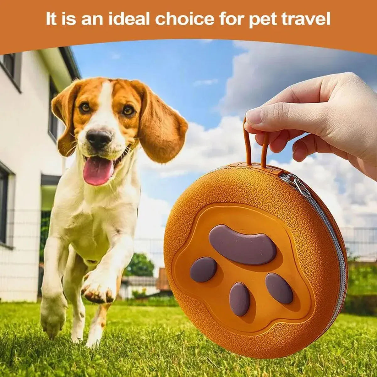 Pet Travel Feeding Bowl Set Portable Foldable Dog Cat Food Water Dish Outdoor - Brown