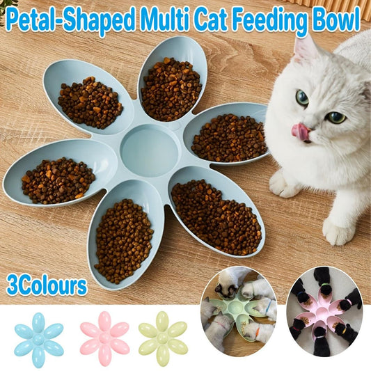 Multi Cat Feeding Bowl Petal Design Kitten Milk Bowl Puppy Dog Food Water Dish - Blue