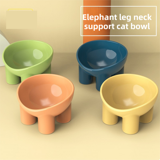 2-Pack Macaron Blue Elevated Pet Bowls with Anti-Tip 4-Leg Base - Ergonomic Tilted Neck Protection Cat Food & Water Bowls