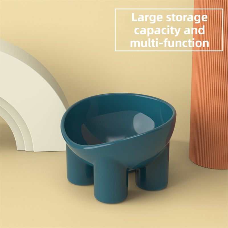 2-Pack Macaron Blue Elevated Pet Bowls with Anti-Tip 4-Leg Base - Ergonomic Tilted Neck Protection Cat Food & Water Bowls