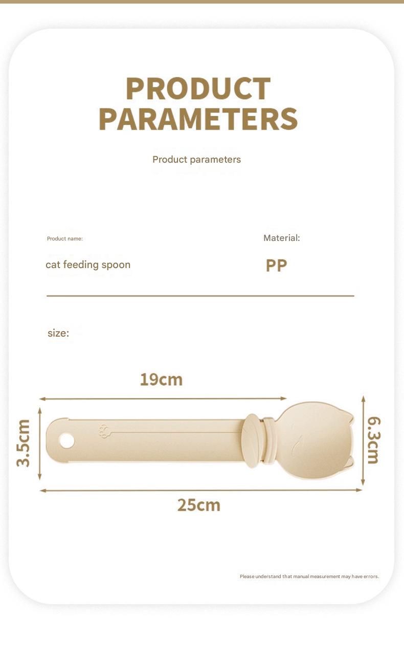 Pink Cat Treat Spoon for Wet Food & Paste - Extra-Long PP Handle, Food-Grade Squeeze Feeder with Anti-Spill Bowl, Easy One-Handed Operation for Cats