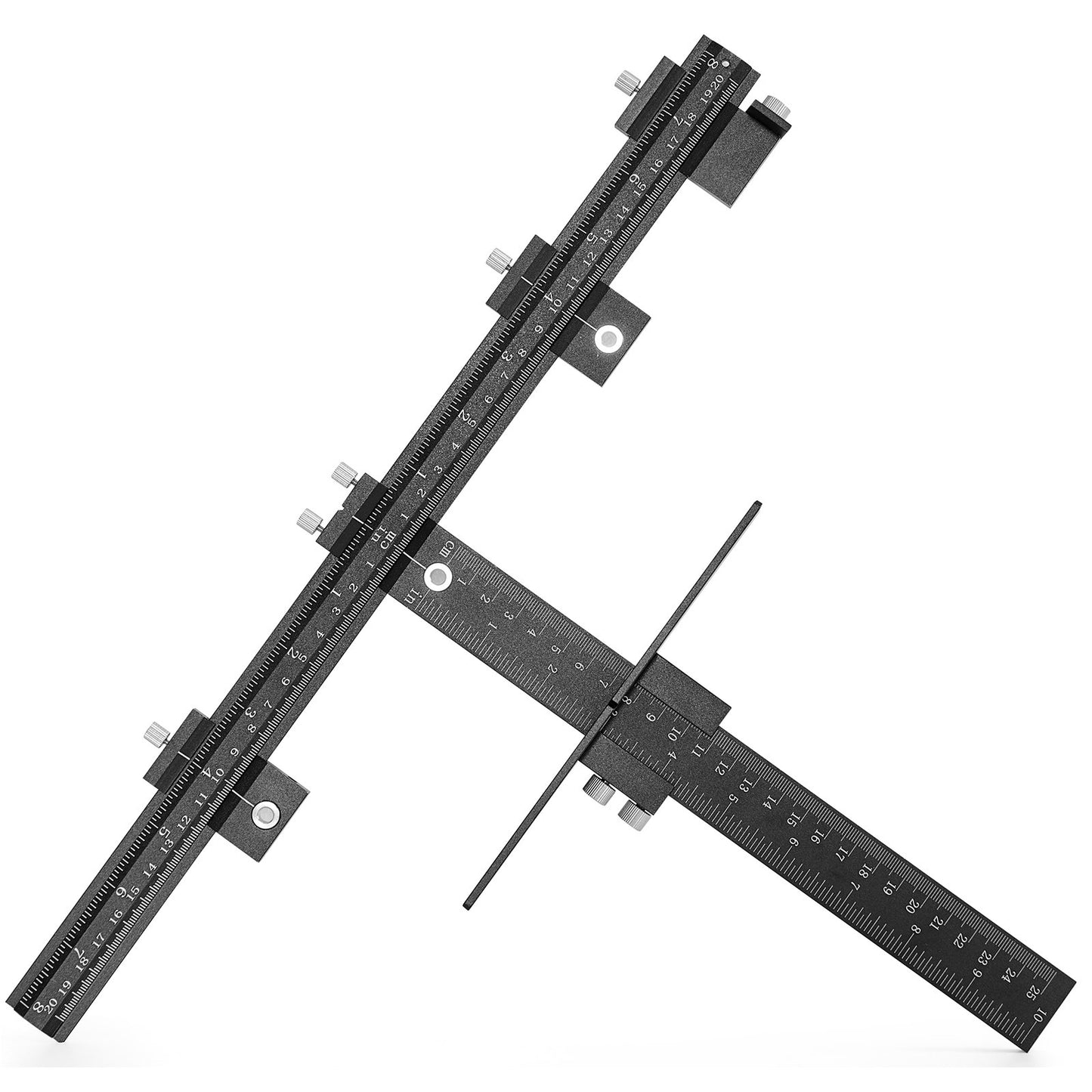 Cabinet Hardware Jig, Aluminum Alloy Cabinet Handle Jig with Center Punch, Adjustable Cabinet Hardware Template Tool, for Installation of Door Drawer Front Knobs Handles and Pulls