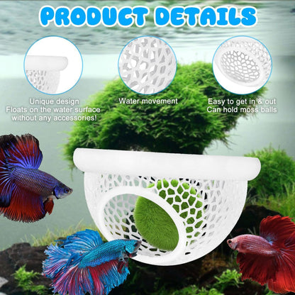 Floating Betta Hide & Shrimp Cave – 3D Printed Aquarium Hammock, Feeder & Rest Spot – Floating Betta Log & Cave Decor for Nano Tanks, Corydoras, Shrimp & Small Fish – Safe PLA, Patent Pending - Beige - Size S