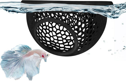 Floating Betta Hide & Shrimp Cave – 3D Printed Aquarium Hammock, Feeder & Rest Spot – Floating Betta Log & Cave Decor for Nano Tanks, Corydoras, Shrimp & Small Fish – Safe PLA, Patent Pending - Beige - Size S