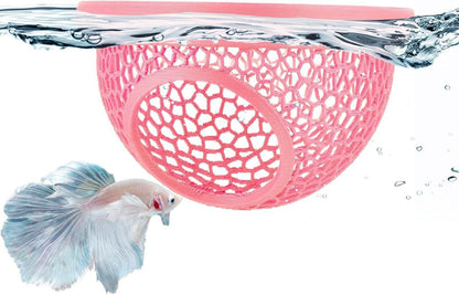 Floating Betta Hide & Shrimp Cave – 3D Printed Aquarium Hammock, Feeder & Rest Spot – Floating Betta Log & Cave Decor for Nano Tanks, Corydoras, Shrimp & Small Fish – Safe PLA, Patent Pending - Beige - Size S