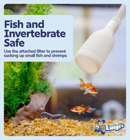 Fish Tank Cleaner - Turtle Tank Accessories - Gravel Vacuum for Aquarium - Hand Siphon Hose to Remove and Change Water or Sand in Minutes - Aquarium Cleaning Tools