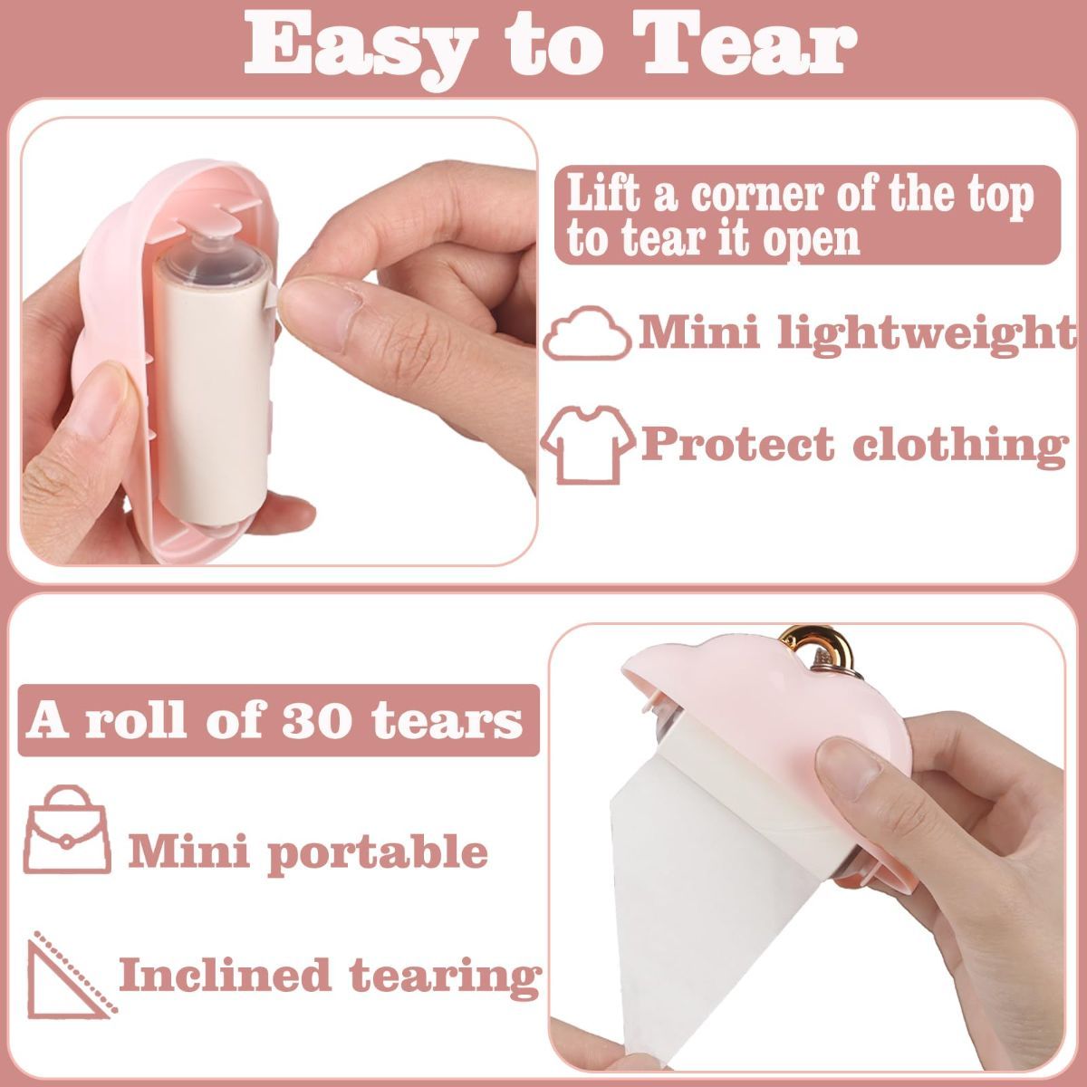 Mini Lint Roller Travel Size, Reusable Lint Roller for Travel, Pet Hair Remover Portable Lint Roller for Clothes with 150 Sheets Refillable - Black - Size 10cm