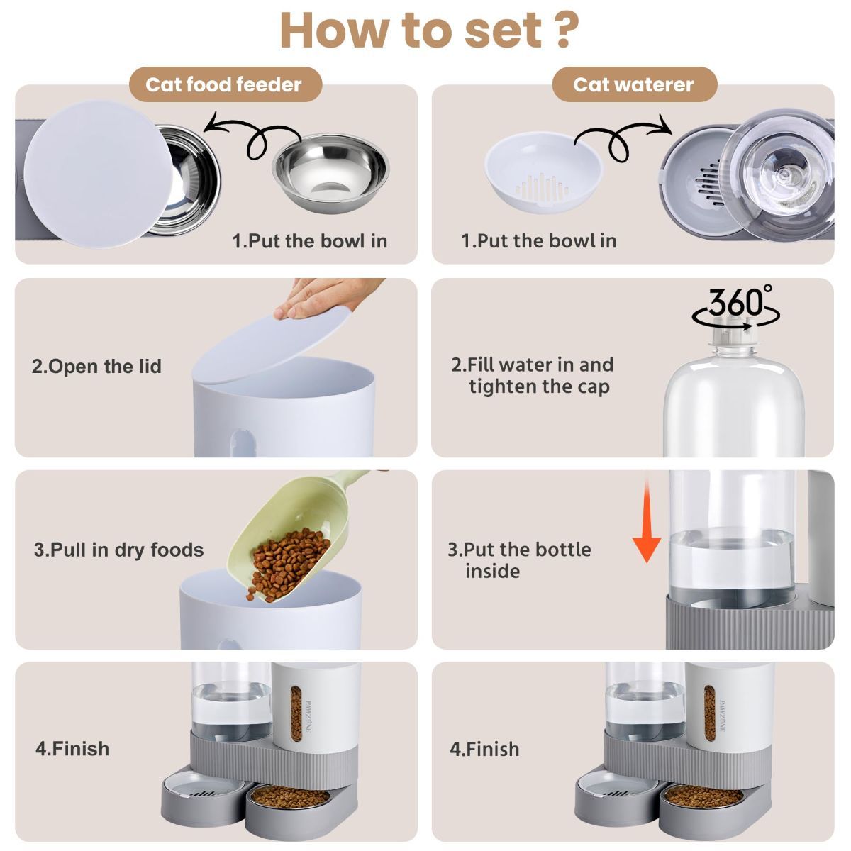 Cat Automatic Feeder Cat Water Dispenser Pet Feeding Set Cat Food Dispenser