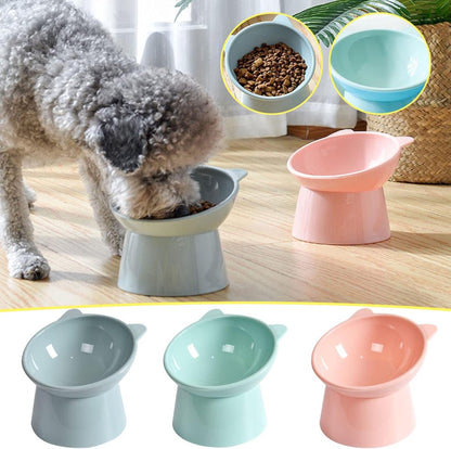 Cat bowl - Feeders - Tilting bowl - Anti-vomiting - Angled design - Blue - Perfect for cats - Indoor use - Pet accessories - Green