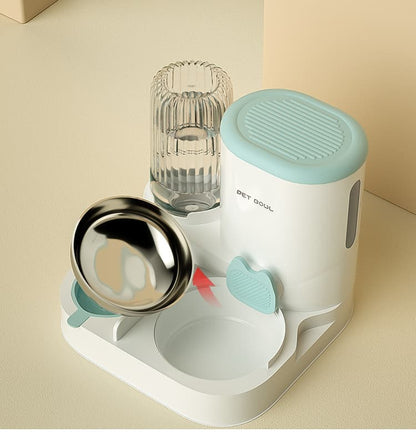 2-in-1 Automatic Cat Feeder and Water Dispenser for Pets, Compatible with Cats and Dogs, Blue