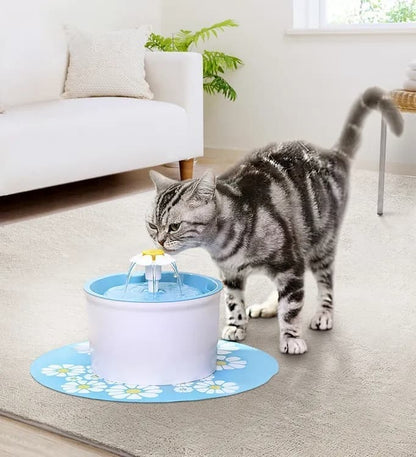 1.6L Pet Water Fountain for Cats and Dogs, Round, 15.5 x 15.5 x 10.5cm, Blue