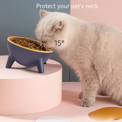 Cat and Dog Non-Breakable Bowl With Stand, Durable, Heat Resistant - Rock Yellow