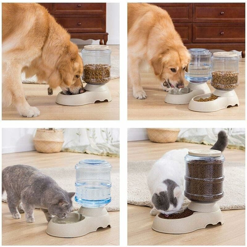 Automatic Pet Food and Water Dispenser 3.8L for Cats and Dogs, 2-Pack