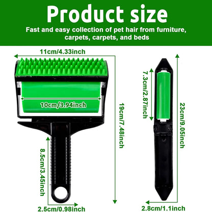 3 In 1 Pet Hair Remover, Reusable Washable Silicone Lint Roller for Couches Carpets and Clothing, Green Black, Daily Comfort Use