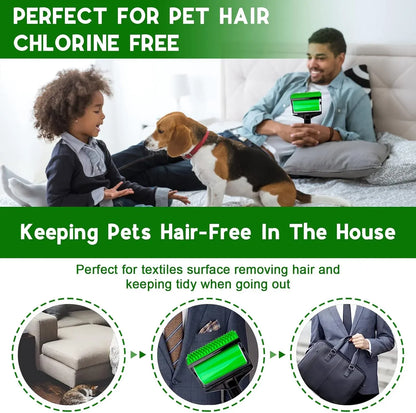 3 In 1 Pet Hair Remover, Reusable Washable Silicone Lint Roller for Couches Carpets and Clothing, Green Black, Daily Comfort Use