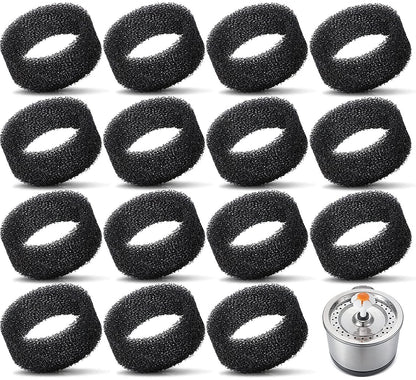 Pet Fountain Foam Filters, 16 Pack Round Sponge Replacement Filters for 2.5L 84 oz Stainless Steel Cat Fountain, Black