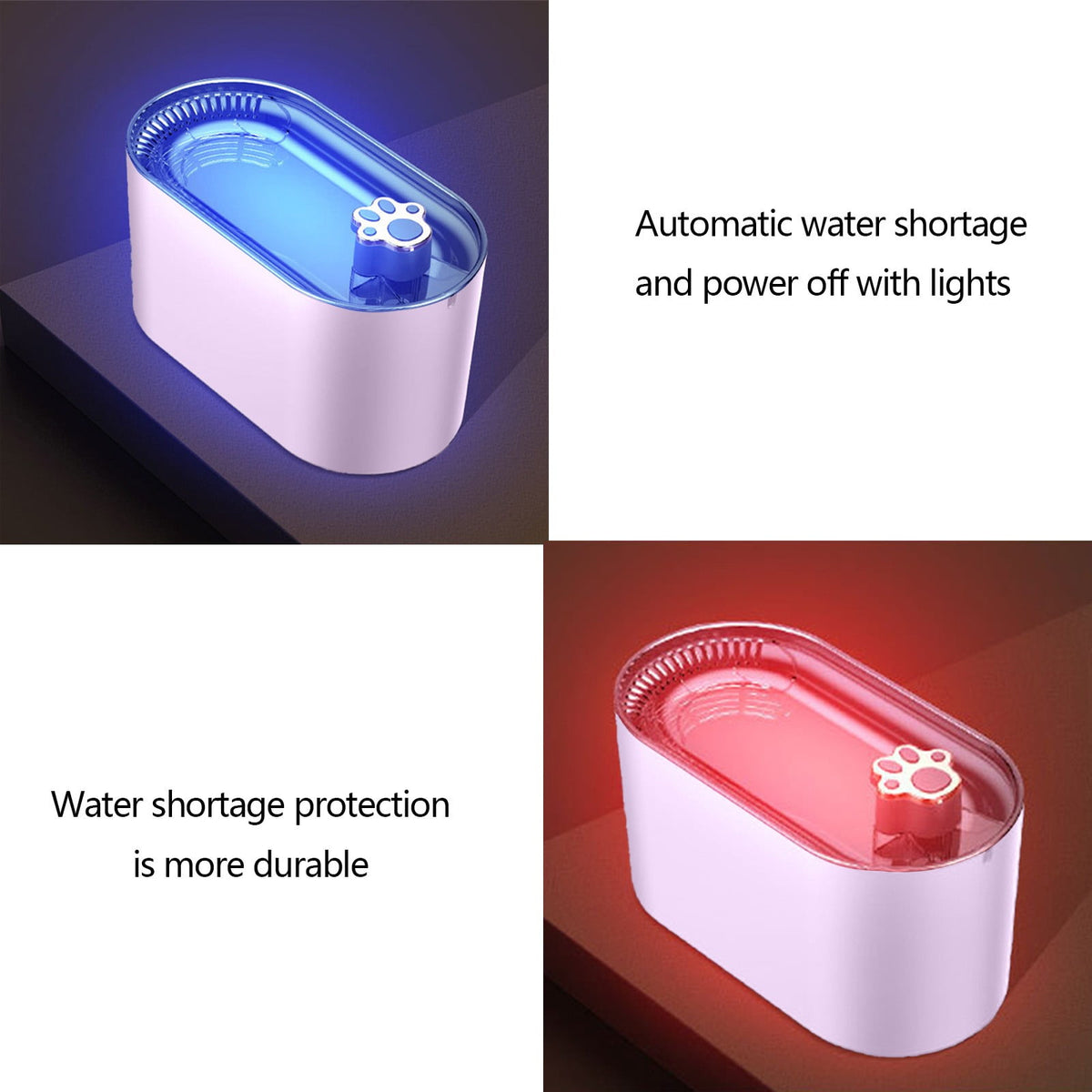 Cats Water Fountains, 3L Automatic Pet Dispenser, Automatic Cats Water Fountains Dog Water Dispenser, Whispers Quiet Cats Fountains Pet Water Fountains, Dog Water Dispenser with LED Light B