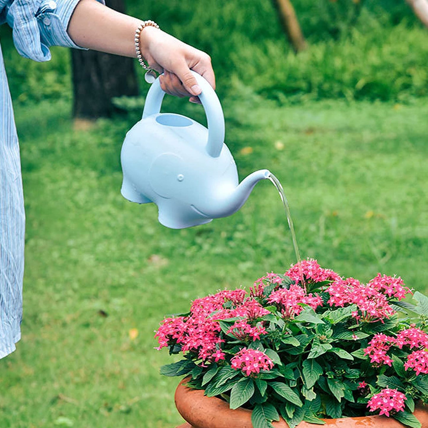 Blue Elephant Watering Can, 1 L Elephant Shape Watering Can Pot Plastic Novelty Watering Can Cute Animal Watering Cans