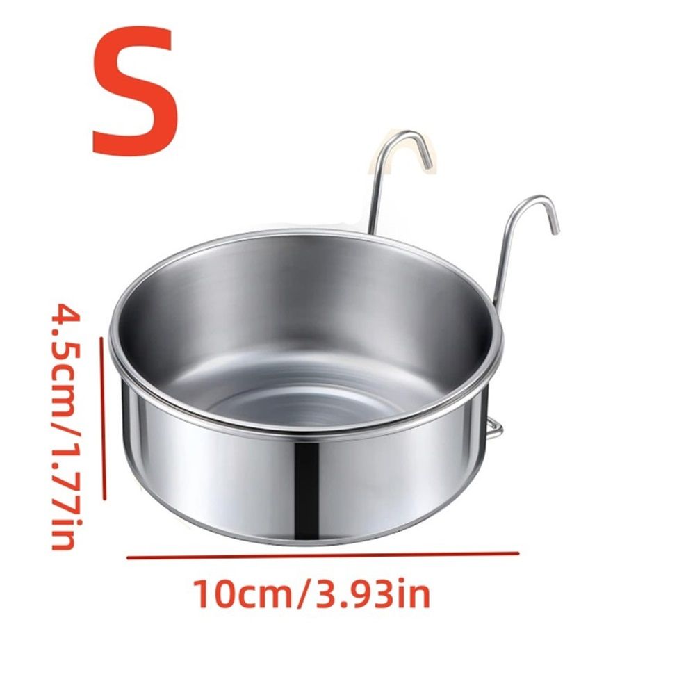 Stainless Steel Hook Cup  Bird Toys Liquid Water Food Parrot Parrotlet African Grey , Water Cup Suspension（S）