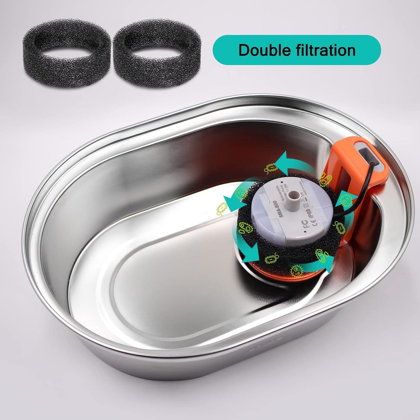 Cat Water Fountain Filters for Stainless Steel  Adjustable Water Flow Pet Fountain, 4 Pack Pet Replacement Filters with 4 Sponges