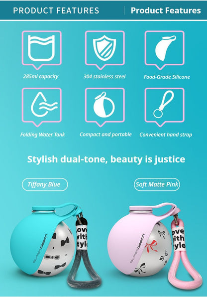 Blue Floral Print Xiaoman Portable Pet Water Bottle