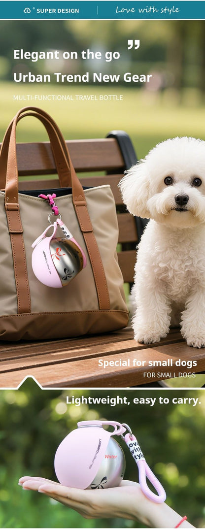 Blue Floral Print Xiaoman Portable Pet Water Bottle