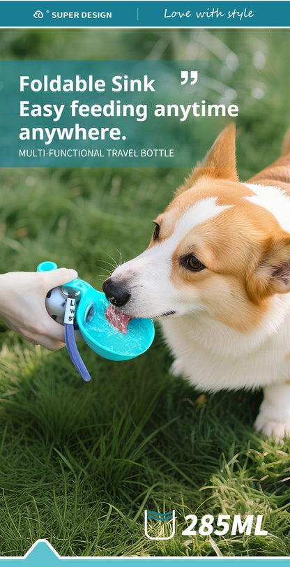Blue Floral Print Xiaoman Portable Pet Water Bottle