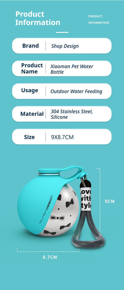 Blue Floral Print Xiaoman Portable Pet Water Bottle