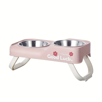 Dopamine Color Pet Bowl Set, Anti-Slip Adjustable Height Design for Small/Medium Dogs and Cats（blue)
