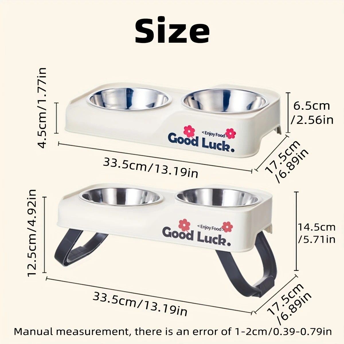 Dopamine Color Pet Bowl Set, Anti-Slip Adjustable Height Design for Small/Medium Dogs and Cats(white)