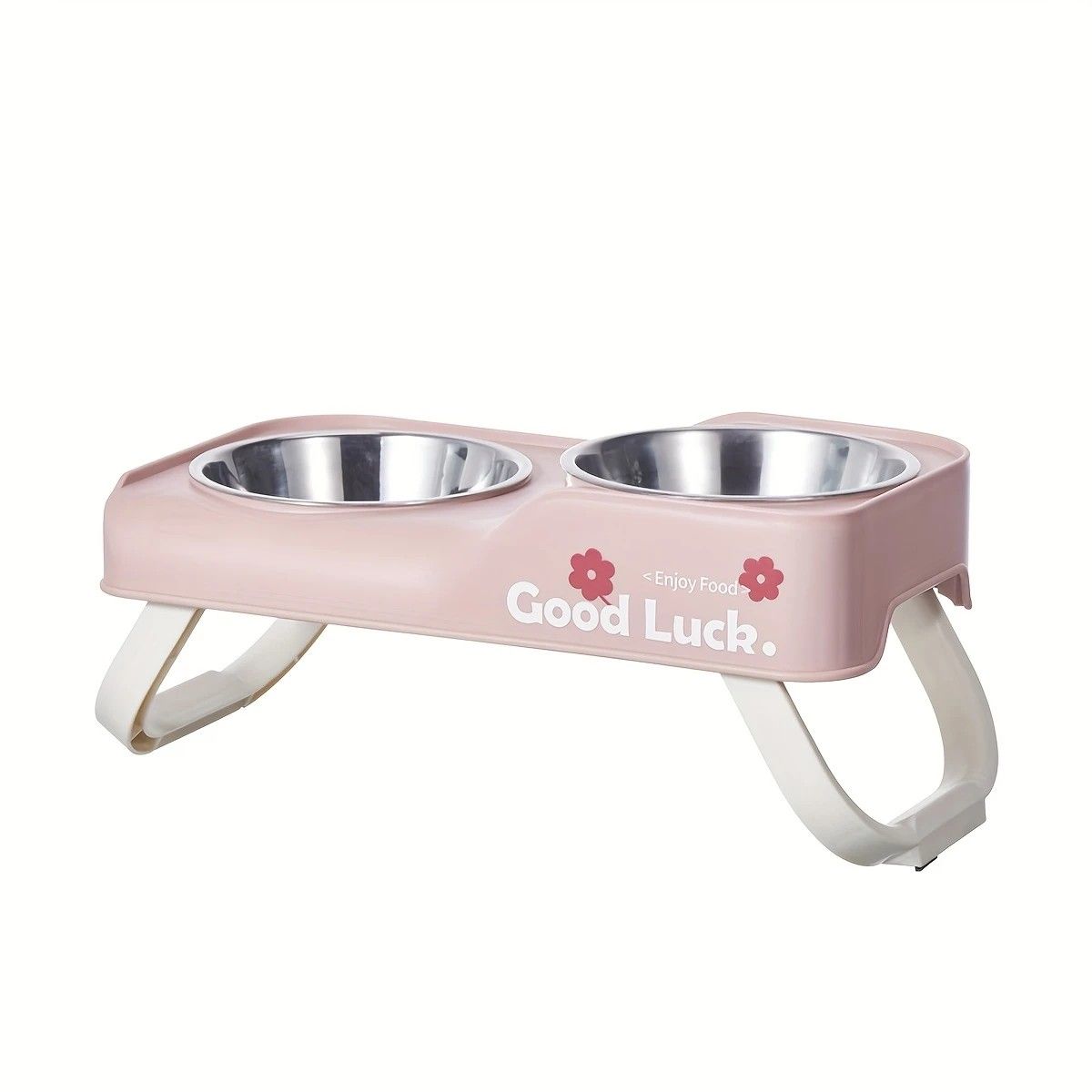 Dopamine Color Pet Bowl Set, Anti-Slip Adjustable Height Design for Small/Medium Dogs and Cats(white)