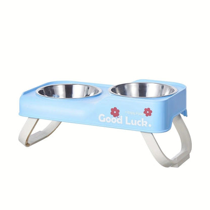 Dopamine Color Pet Bowl Set, Anti-Slip Adjustable Height Design for Small/Medium Dogs and Cats(white)