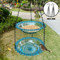 Chain-hung Double-layer Bird Feeder, transparent bowls for easy observation, thickened iron chain for stable load-bearing, adding natural vitality and bird-watching fun to your courtyard.（blue)