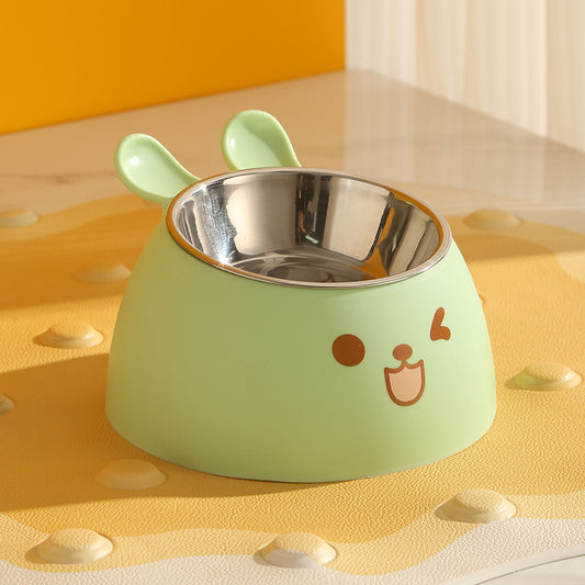 Cat Litter Box - Cat Food Bowl - Non-Slip Design - Pet Food Bowl - Plastic and Stainless Steel Design - Suitable for Cats and Small Dogs - Vegetable