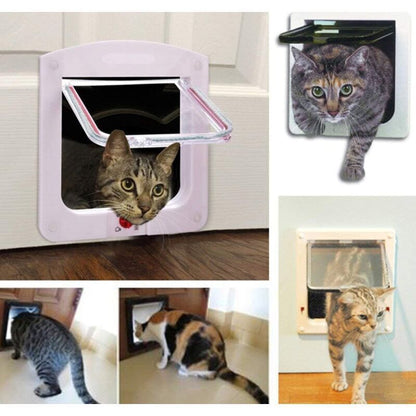 Cat Flap for Cats Dogs Small Cat Flap Door Microchip 4 Way Lockable Easy to Install