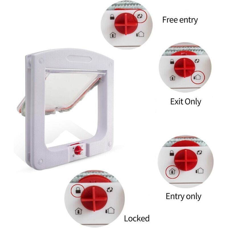 Cat Flap for Cats Dogs Small Cat Flap Door Microchip 4 Way Lockable Easy to Install