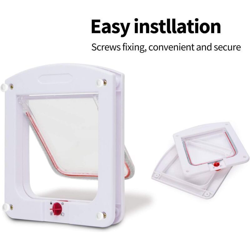 Cat Flap for Cats Dogs Small Cat Flap Door Microchip 4 Way Lockable Easy to Install