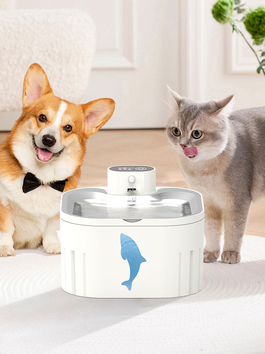 U7 Cat Water Fountain Waterer 3L/101oz, Wireless & USB Rechargeable Pet Water Fountain with 304 Stainless Steel Lid, Smart Infrared Motion Sensor Automatic Pet Water Dispenser, Ultra Quiet Pump, Detachable Easy Clean,  4 Filters Included