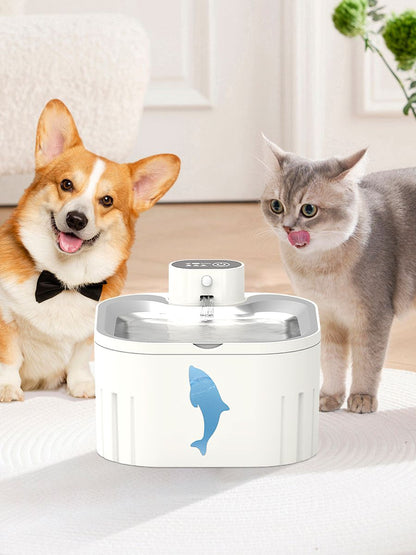 U7 Cat Water Fountain Waterer 3L/101oz, Wireless & USB Rechargeable Pet Water Fountain with 304 Stainless Steel Lid, Smart Infrared Motion Sensor Automatic Pet Water Dispenser, Ultra Quiet Pump, Detachable Easy Clean,  4 Filters Included