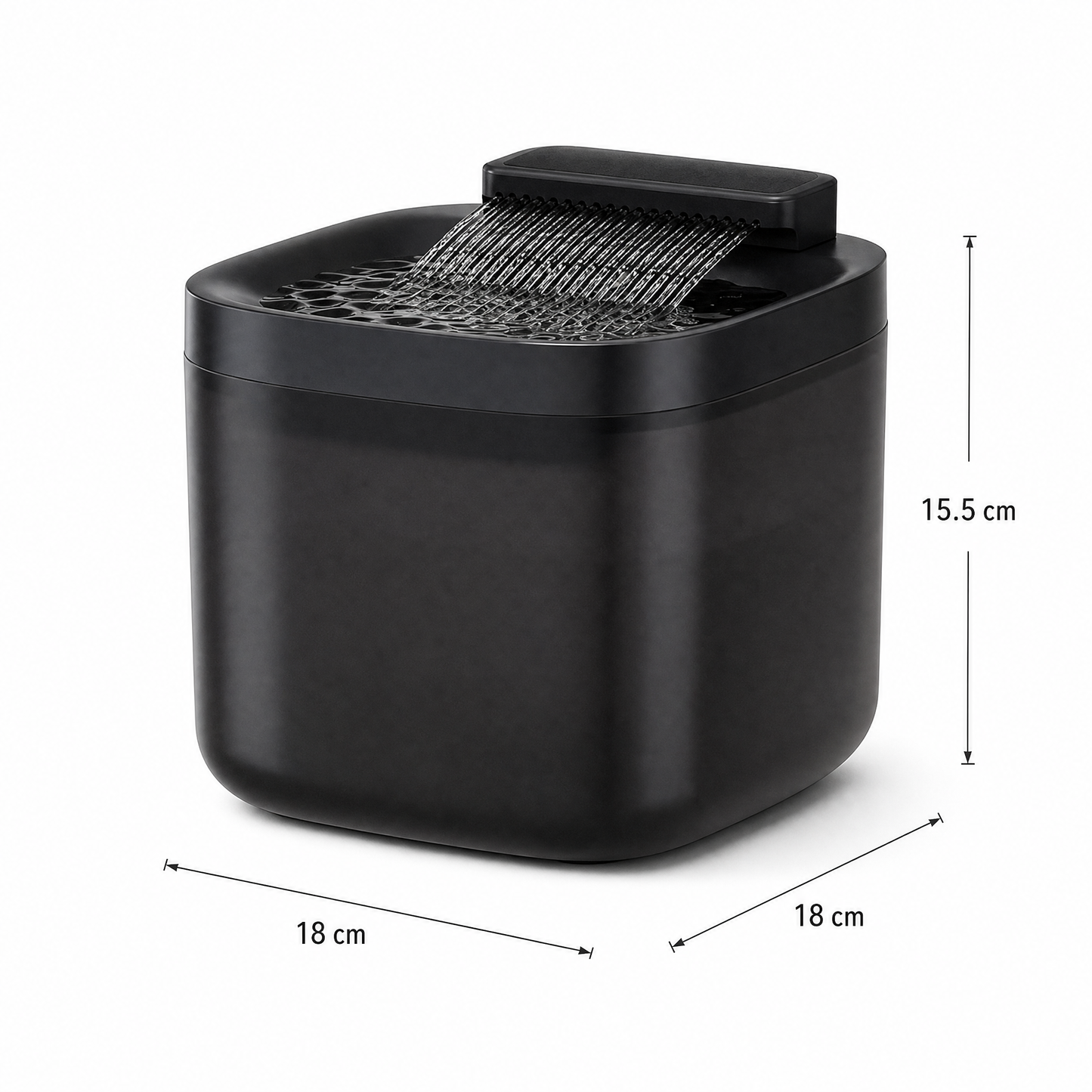 Black Cat Water Fountain 3L, Wired Pet Water Dispenser for Cats & Small Dogs, Waterfall-Style Quiet Drinking Fountain with Filter, Easy-Clean ABS+PP Bowl, 5V 1A