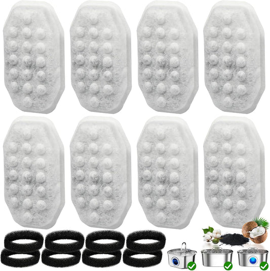 16 Pack Cat Water Fountain Filter Replacement & Pre-Filter Sponges for 3.2L/108oz Automatic Pet Fountain Dog Water Fountain