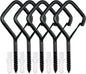 5 PCS Black Eye Screw Hooks, 4 Inch Ceiling Hooks for Hanging Heavy Duty Items with Safety Buckle – Metal Eye Bolt Hooks for Hanging Plants, Wind Chimes, Bird Feeders, String Lights, and More