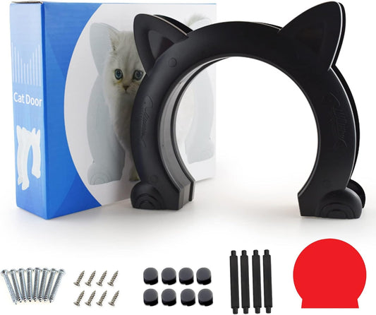 Large Cat Door Interior Door, XL Indoor Cat Door, Pet Doors for Cats, Kitties and Small Dogs (Black)