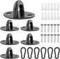 Biaungdo 6 Pcs Stainless Steel Ceiling Hooks, Black 1.54" x 1.06" Pad Eyes Plate Marine Hardware Ceiling Hooks with Screws & Expansion Tube