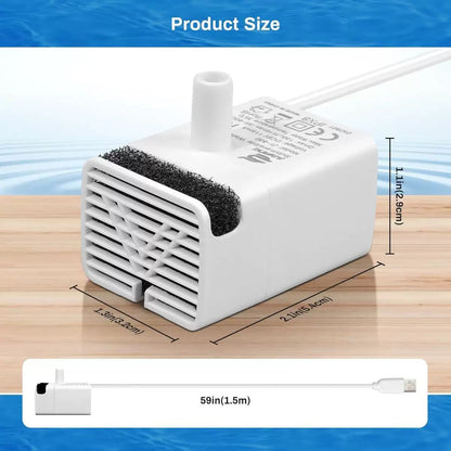 Replacement Water Pump for Pet Water Fountain - JY-830 Quiet Submersible Pump for Cat Dog Drinking Fountain - 5V USB Pump