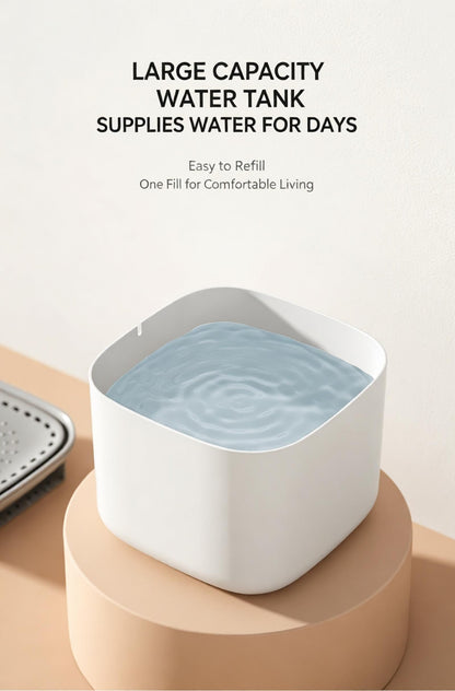 3L Pet Water Fountain - Automatic Circulating Cat Dog Water Dispenser with Filter - USB Powered Silent Pump - Luxe White with Gold Trim